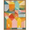 image:imageKate and Laurel Sylvie Quiet Town Framed Canvas Wall Art by Carey Copeland 28x38 Natural Modern Abstract Colorful Home Wall Decor