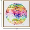 image:imageKate and Laurel Sylvie Rainbow Disco Ball Framed Canvas Wall Art by Cat Coquillette 30x30 Natural Modern Colorful Music Lover Art for Wall