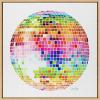image:imageKate and Laurel Sylvie Rainbow Disco Ball Framed Canvas Wall Art by Cat Coquillette 30x30 Natural Modern Colorful Music Lover Art for Wall