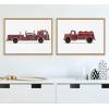 image:imageKate and Laurel Sylvie Red Vintage Toy Fire Engine and Red Vintage Toy Water Truck Framed Canvas Wall Art Set by Saint and Sailor Studios 2 Piece 18x24 Natural Retro Kid Vehicle Art for Wall