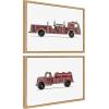 image:imageKate and Laurel Sylvie Red Vintage Toy Fire Engine and Red Vintage Toy Water Truck Framed Canvas Wall Art Set by Saint and Sailor Studios 2 Piece 18x24 Natural Retro Kid Vehicle Art for Wall