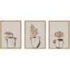 image:imageKate and Laurel Sylvie Relaxed Retro Illustrated Botanical Vase Framed Canvas Wall Art Set by The Creative Bunch Studio 3 Piece Set Natural Scandi Plant Vase Art for Wall
