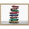 image:imageKate and Laurel Sylvie Stacked Cars Framed Canvas Wall Art by Saint and Sailor Studios 18x24 Natural Modern Colorful Car Toys Art for WallNatural