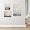 image:imageKate and Laurel Sylvie Sunday Morning Tranquility and Clouds Framed Canvas Wall Art Set by Mary Sparrow 3 Piece Set White Soft Watercolor Landscape Art for Wall