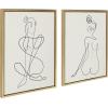 image:imageKate and Laurel Sylvie Thinking of You Line Art and Sitting Beauty Framed Linen Textured Wall Art by Rachel Lee of My Dream Wall 2 Piece 18x24 Gold Decorative Abstract Line Art for WallGold