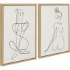 image:imageKate and Laurel Sylvie Thinking of You Line Art and Sitting Beauty Framed Linen Textured Wall Art by Rachel Lee of My Dream Wall 2 Piece 18x24 Gold Decorative Abstract Line Art for WallNatural
