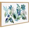 image:imageKate and Laurel Sylvie Tropic Leaves Blue Framed Canvas Wall Art by Sara Berrenson 23x33 Natural Watercolor Floral Home DecorNatural