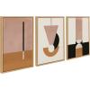 image:imageKate and Laurel Sylvie Venice 1 2 and 3 Framed Canvas Wall Art Set by Alexander Ginzburg 3 Piece Set 18x24 Natural Modern Abstract Colorful Art for Wall