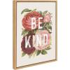 image:imageKate and Laurel Sylvie Vintage Flowers Be Kind Framed Canvas Wall Art by The Creative Bunch Studio 18x24 Natural Floral Art for Wall