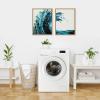 image:imageKate and Laurel Sylvie Wave 1 and 2 Framed Canvas Wall Art Set 2 Piece 18x24 Natural Colorful Blue Crashing Ocean Waves Art for Wall Decor