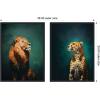 image:imageKate and Laurel Twlight Lion and Cheetah 2 Piece Framed Canvas Wall Art Set by The Creative Bunch Studio Sylvie Beaded Black Modern Contemporary Animal Art for Wall Decor