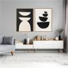 image:imageKate and Laurel White Geometric Abstract and Black Geometric Abstract Set of 2 28x38 Framed Canvas Wall Art Set by July Art Prints Sylvie Black Modern Abstract Art for Wall Decor Living RoomNatural