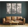 image:imageKate and Laurel Wooded 1648 Antonie Waterloo Linen Panel 3 Piece Framed Canvas Wall Art Set by Nostalgia Prints Sylvie Walnut Vintage Landscape Art for Wall Decor