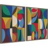 image:imageKate and Laurel Abstract Deep 2 Piece Framed Canvas Wall Art Set by Rachel Lee Sylvie Walnut Modern Contemporary Abstract Art for Wall Decor