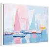 image:imageKate and Laurel Abstract Sailboat Harbor Landscape Pastel and Pops of Color Framed Canvas Wall Art by The Creative Bunch Studio 24 x 18 Sylvie White Coastal Abstract Beach Art for Wall DecorWhite