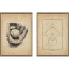 image:imageKate and Laurel Antique Baseball 2 Piece Framed Canvas Wall Art Set by The Creative Bunch Studio Sylvie Walnut Vintage Sport Art for Wall Decor