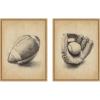 image:imageKate and Laurel Antique Football 2 Piece Framed Canvas Wall Art Set by The Creative Bunch Studio Sylvie Walnut Vintage Sport Art for Wall DecorSylvie Natural