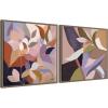 image:imageKate and Laurel Azure Leaves and Stems Set of 2 22x22 Framed Canvas Wall Art Set by Inkheart Designs Sylvie Dark Gold Modern Flowers Abstract Art for Wall Decor Living Room Bedroom