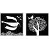 image:imageKate and Laurel Black and White Linocut Birds  set of 2 22x22 Framed Canvas Wall Art Set by Giuliana Lazzerini Sylvie Beaded White Black amp White Animals Abstract Animals Nature Art