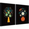 image:imageKate and Laurel Floral Yellow and Red Vases Set of 2 18x24 Framed Canvas Wall Art Set by Amber Leaders Sylvie Beaded Black Traditional Abstract Flowers Flowers Still Life Art for Wall Dcor