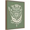 image:imageKate and Laurel Framed Canvas Wall Art Print Bungalow Charm Green by Vicky Yorke 18 x 24 Sylvie Beaded Dark Gold Frame Rustic Farmhouse Abstract Art for Wall Decor