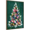 image:imageKate and Laurel Framed Canvas Wall Art Print Christmas Tree by Corinna Buchholz of Piddix 23 x 33 Sylvie Beaded Dark Gold Frame Whimsical Holiday Art for Wall Decor