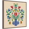 image:imageKate and Laurel Framed Canvas Wall Art Print Floral Blue Vase 02 by Rachel Lee 22 x 22 Sylvie Walnut Frame Whimsical Flower Art for Wall Decor