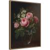 image:imageKate and Laurel Framed Canvas Wall Art Print Roses and Tree Anemones in a Glass Vase by Johan Laurentz Jensen by Nostalgia Prints 18 x 24 Sylvie Beaded Dark Gold Frame Traditional Still Life Art