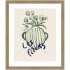 image:imageKate and Laurel Framed Wall Art Print Le Jardin by Gabrielly Guedes 22 x 26 Woodgrain Stripe Mocha Frame Modern Contemporary Flower Art for Wall Decor