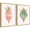 image:imageKate and Laurel Holiday Ornament Collection  2 Piece Framed Canvas Wall Art Set by Jill Labieniec Sylvie Bright Gold Vintage Holiday Art for Wall Decor