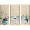 image:imageKate and Laurel Honfleur le Petit Port Henri Manguin 3 Piece Framed Canvas Wall Art Set by Nostalgia Prints Sylvie Natural Coastal Beach Art for Wall Decor