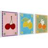 image:imageKate and Laurel Lush Duo 1 Cherry Lemon and Orange Set of 3 18x24 Framed Canvas Wall Art Set by Shatha Al Dafai Sylvie White Whimsical Abstract Cuisine Still Life Still Life Abstract Art