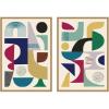 image:imageKate and Laurel MCM Retro Abstract Pattern Rainbow  set of 2 23x33 Framed Canvas Wall Art Set by Rachel Lee Sylvie Natural Mid Century Modern Abstract Art for Wall Decor Living Room Bedroom