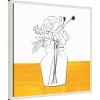 image:imageKate and Laurel Minimalist Floral Vase on Yellow Table Framed Canvas Wall Art by Teju Reval 22 x 22 Sylvie Beaded White Black amp White Flowers Still Life Art for Wall Decor Living Room Bedroom