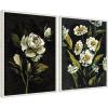 image:imageKate and Laurel Moody Floral 1 and 2 Set of 2 18x24 Framed Canvas Wall Art Set by Annie Quigley Sylvie Beaded White Modern Flowers Nature Art for Wall Decor Living Room Bedroom