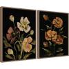 image:imageKate and Laurel Moody Floral 5 and 6 Set of 2 18x24 Framed Canvas Wall Art Set by Annie Quigley Sylvie Beaded Dark Gold Farmhouse Flowers Flowers Nature Art for Wall Decor Living Room