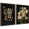 image:imageKate and Laurel Moody Floral 7 and 8 Set of 2 18x24 Framed Canvas Wall Art Set by Annie Quigley Sylvie Beaded Dark Gold Traditional Flowers Nature Still Life Flowers Nature Art for Wall