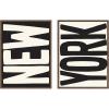 image:imageKate and Laurel New York Set Print Travel City Typography Black and White 2 Piece Framed Canvas Wall Art Set by Lucky Guava Sylvie Walnut Modern Contemporary Abstract Art for Wall Decor
