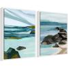 image:imageKate and Laurel Ocean Breeze Landscape  2 Piece Framed Canvas Wall Art Set by Nikita Jariwala Sylvie White Coastal Abstract Art for Wall Decor