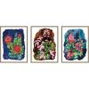 image:imageKate and Laurel Proteas in Blue amp Hollyhock 3 Piece Framed Canvas Wall Art Set by Lucia Gianello Sylvie Dark Gold Whimsical Flower Art for Wall Decor