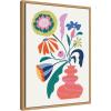 image:imageKate and Laurel Retro Whimsical Floral Vase Framed Canvas Wall Art by Rachel Lee 18 x 24 Sylvie Natural Whimsical Abstract Flowers Still Life Art for Wall Decor Living Room Bedroom