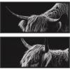 image:imageKate and Laurel Scottish Highland Panel 2 Piece Framed Canvas Wall Art Set by Crystal Lynn Collins Sylvie Black Rustic Farmhouse Animal Art for Wall Decor