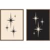 image:imageKate and Laurel Starburst Retro Atomic 70s Style MCM Minimalist 2 Piece Framed Canvas Wall Art Set by Lucky Guava Sylvie Walnut Mid Century Modern Abstract Art for Wall Decor