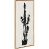 image:imageKate and Laurel Sylvie 664 Cactus In Pot BW Framed Canvas Wall Art by Teju Reval of SnazzyHues 18x40 Natural Modern Botanical Cactus Wall Decor ArtworkNatural