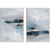 image:imageKate and Laurel Sylvie Beaded Coast 2 v1 and Coast 2 v2 Vintage Framed Canvas Wall Art Set by Nikita Jariwala 2 Piece Set 23x33 White Soft Abstract Island Landscape Art for Wall Decor