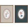image:imageKate and Laurel Sylvie Beaded Cosmo in Oval and Dahlia in Oval Vintage Framed Canvas Wall Art Set by Valerie McKeehan of Lily and Val 2 Piece Set 18x24 Gold Antique Floral Illustration Art for Wall