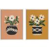image:imageKate and Laurel Sylvie Beaded Folk Flowers Gold and Terra Vintage Framed Canvas Wall Art Set by Carey Copeland 2 Piece Set 18x24 White Potted Floral Art Set for Wall
