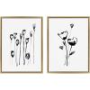 image:imageKate and Laurel Sylvie Black and White Wildflowers 688 and Seedpods 706 Framed Canvas Wall Art Set by Teju Reval of SnazzyHues 2 Piece Set 18x24 Gold Decorative Botanical Wall DcorGold