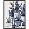 image:imageKate and Laurel Sylvie Blue Potted Cacti Framed Linen Textured Canvas Wall Art 23x33 Gray Botanical Home Decor