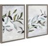 image:imageKate and Laurel Sylvie Branch I and II Framed Canvas Wall Art Set by Nikita Jariwala 2 Piece Set 18x24 Gray Modern Soft Nature Brushstroke Leaf Branches Art Set for Wall
